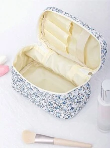 1 pieza Bolso organizador de maquillaje y cosméticos de gran capacidad, bolso de aseo para viaje, estuche de tocador plegable para herramientas de belleza, brochas de maquillaje, lápices de cejas, sombras de ojos, joyas, ropa interior, cepillo de dientes, productos para el cuidado de la piel, cepillo de pelo, esmalte de uñas, perfume, artículos de papelería, electrónicos - regalo de vacaciones