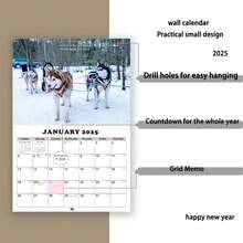 Lịch treo tường chủ đề chó Husky năm 2025. Bìa mờ, 15 hình ảnh chó Husky độ nét cao được in bên trong, lưới lớn để lập kế hoạch. Thích hợp sử dụng tại văn phòng hoặc gia đình, giúp lịch trình công việc và cuộc sống của bạn được tổ chức tốt hơn. Kích thước mở: 42x28,5cm/11,2x16,5in - Nhiều màu - Xem 7