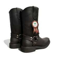 BOTA ESTILO CHOOPER VAQUERA CON ARGOLLAS EN PIEL RODEO CABALLERO MOTOCICLETA CON SUELA ANTI DERRAPE DE HULE - Negro - Ver 8