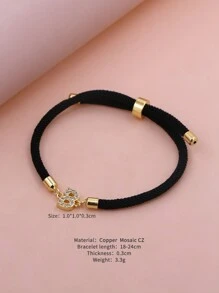 2024新款锆石水晶A-Z字母可调节编织手链，简约风格，女士珠宝礼品