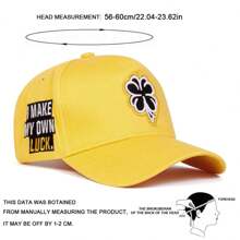 1 Pieza Gorra de béisbol con bordado de trébol de cuatro hojas para hombre, ajustable, de protección solar para uso en exteriores, informal, para primavera, otoño, viajes y playa