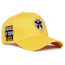 1 Pieza Gorra de béisbol con bordado de trébol de cuatro hojas para hombre, ajustable, de protección solar para uso en exteriores, informal, para primavera, otoño, viajes y playa