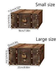 1pc European Retro Style Wooden Square Jewelry Box With Password Lock, Storage Organizer, Craftwork Container And Prop Box Sun Travel Cool Back To School, Room Decor - Dark Grey - View 2
