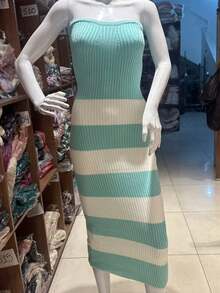 TRICOZHU PLAIN TANK TOP DRESS MODAL ELEGEMTE WOMEN'S LONG SUMMER 2024 ONE SIZE 38-44 - Màu xanh Bạc hà - Xem 1