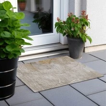 2' X 3' Beige Abstract Washable Non Skid Indoor Outdoor Area Rug - Beige - View 8