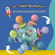 1pc Baby Manhattan Ball, Baby Sensory Teething & Grasping Toy, Massaging Textured Rattle Spinning Ball, Infant Training Grip, Teether Gift