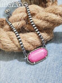 Vintage European & American Bohemian Style Turquoise Necklace For Women, Suitable For Party, Travel, Gift For Festivals & Anniversaries. Please Share Photo Review If You Like The Product.