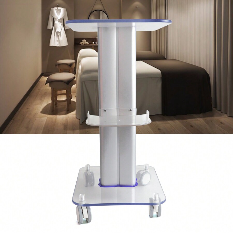 SPA Acrylic Rolling Cart Beauty Salon Trolley Salon Pedestal Wheel