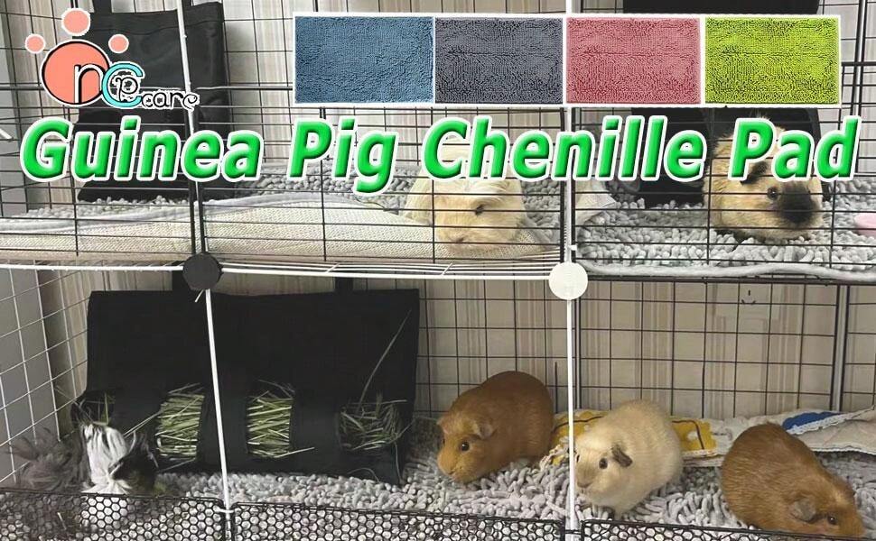 グレーのシェニールモルモット寝床、再利用可能な小動物モルモットベッド、フリース製モルモットおしっこパッド吸収性、洗濯可能なペットソフトな