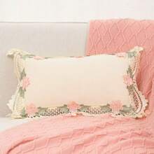 1 件蕾丝边装饰枕套，无内衬，方形，适合客厅沙发装饰 - 彩色 - 查看 8