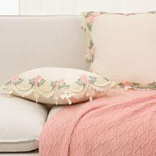 1 件蕾丝边装饰枕套，无内衬，方形，适合客厅沙发装饰 - 彩色 - 查看 5