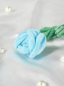 1pc Soft Fake Light Blue Rose Flower Plush Cat/Dog Lover Gift And Dog/Cat Mom Love Pet Toy, Quiet Companion Decor, Suitable For Cat Lover And Cat Mom Loves, Dog Lover And Dog Mom Loves, Home Decoration, Wedding Photography, Valentine's Day