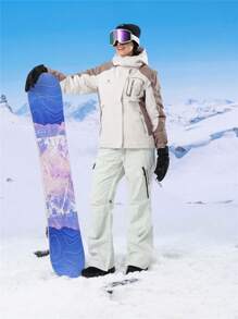 CAMEL CROWN 女士滑雪夹克冬季雪地外套保暖羊毛山地防水女式夹克 - 米色 - 查看 6