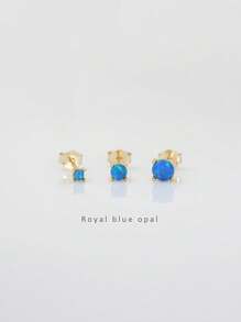 Boucles d'oreilles à tige en argent sterling 925 avec opale (vendues à l'unité ou par 3) | Boucles d'oreilles hypoallergéniques | Boucles d'oreilles pour femmes, filles et hommes (2 mm, 3 mm, 4 mm), vendues à l'unité ou par 3, pas par paire