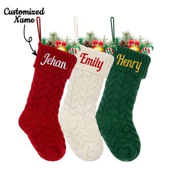 1個 刺繍入りパーソナライズ ストッキング、18インチ大型パーソナライズドストッキング、ホリデー&ファミリー用ファイヤープレイスパーティー装飾、バレンタインデー、バレンタインデーの装飾ギフト、誕生日、卒業、多機能、装飾的、洗練された、スタイリッシュ、カラフル、モダン、カスタム、パーソナライズド、ユニーク、ティールーム、ホーム、ガーデン、オフィス、記念日用、バレンタインデー用、母の日用、父の日用、卒業用、新居祝い用、暖かい雰囲気のクリスマスの装飾、ルームデコ、クリスマス、秋の装飾