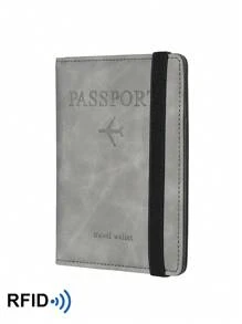 BATSIOE RFID 屏蔽旅行钱包，简约轻便的多功能护照夹，带卡槽，适用于旅行、旅行必需品、健身、露营、度假必需品、度假配件、旅行配件、邮轮护照套 - 灰色 - 查看 4