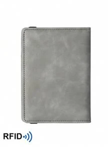 BATSIOE RFID 屏蔽旅行钱包，简约轻便的多功能护照夹，带卡槽，适用于旅行、旅行必需品、健身、露营、度假必需品、度假配件、旅行配件、邮轮护照套 - 灰色 - 查看 3