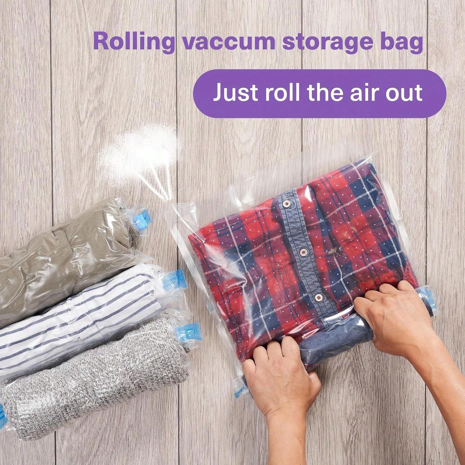 6 Pack Compression Storage Bags For Travel RollUp Space Saver Vacuum