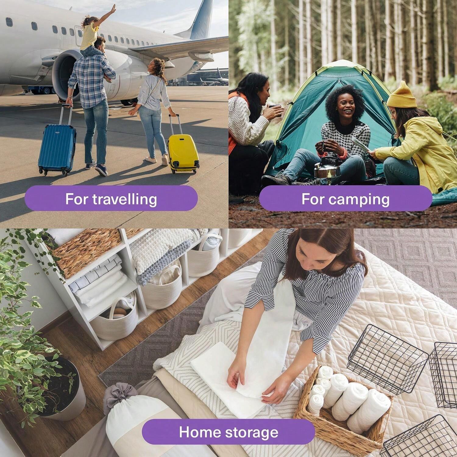 6 Pack Compression Storage Bags For Travel RollUp Space Saver Vacuum