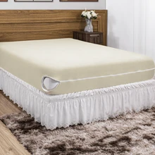Capa Para Colchão Casal Padrão -  Malha Gel/Helanca com Zíper Resistente - Champanhe - Visão 1