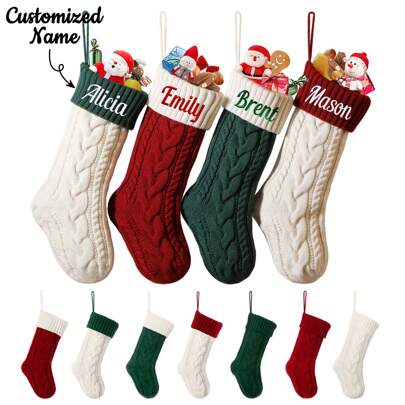 1pc Custom Stocking, 18"Large Personalized Stockings With Embroidered Name, Holiday And Family Stocking For Fireplace Party Decoration, Valentine's Day, Valentine's Day Decor Gifts Birthday Graduation,Home & Living,Haunt Your Home, Autumn Home Refresh, Xmas Decoration,Home Harmony