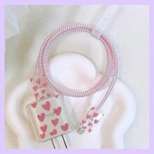 5 件/套蝴蝶/心形/恐龙图案数据线保护套适用于 iPhone，18-20w 充电器保护套，防破损、防刮、防尘 - 彩色 - 查看 3