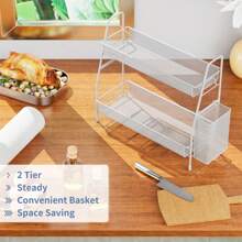 Bathroom Countertop Organiser Shelf  2 Tier Counter Spice Rack Metal Makeup Rack Small Perfume Organiser For Sink/Bedroom/Living Room/Kitchen/Office - White - View 3