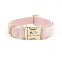 1pc Customizable Velvet Dog Collar, Can Engrave Name, Phone Number, ID Tag, Soft And Comfortable, Adjustable, Suitable For Small, Medium And Large Dogs, Personalized Gift, Gift For Pet Lovers, Unique Gift, Perfect Gift, Quiet Luxury Style - Light Pink - View 25