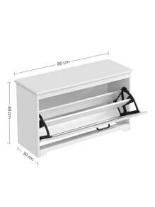 VASAGLE Banco de Zapatos, Zapatero de Entrada con Puerta Plegable, Divisor Interior Ajustable, con Asas Laterales Recortadas, 80 x 30 x 46 cm, Blanco - Blanco - Ver 6