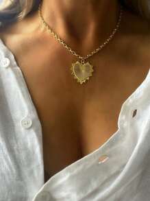1 pieza de hebilla de herradura completa con rhinestones a la moda y hebilla de herradura lisa, collar con colgante desmontable en forma de corazón, es una opción imprescindible para los artículos de moda femenina, Día de San Valentín, mamá, madre, Día de la Madre, regalo