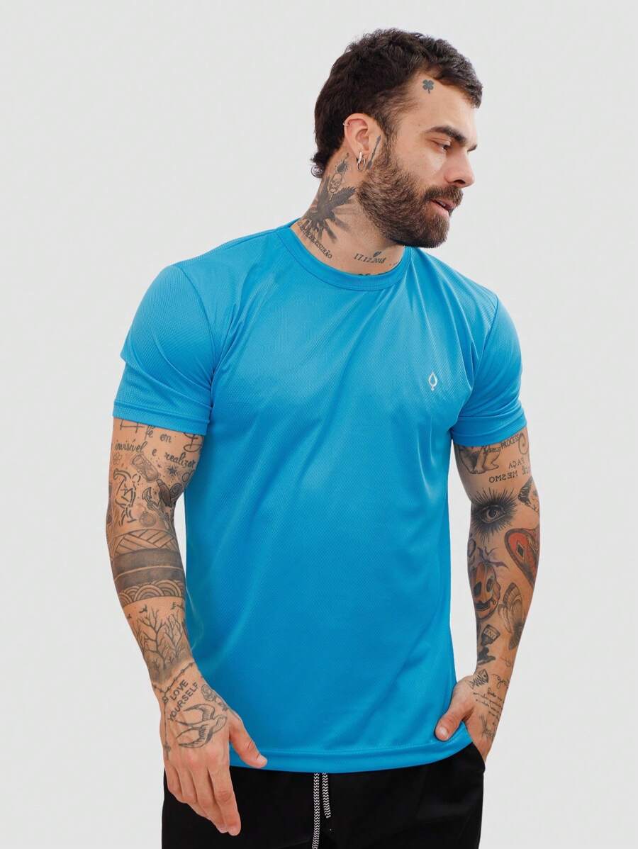 Men's Dry Short Sleeve Gym Training T-Shirt - Màu xanh nhạt - Xem 1