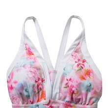 Speedo Traje de baño de mujer, ropa de natación de moda para piscina/spa/entrenamiento - Blanco/Rosa - Ver 2