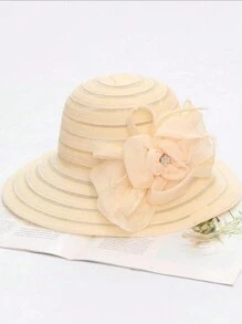 1 件波西米亚风女士秋季别致蕾丝花朵大檐优雅复古休闲软边德比帽，适合日常、户外、街头 - 彩色 - 查看 16