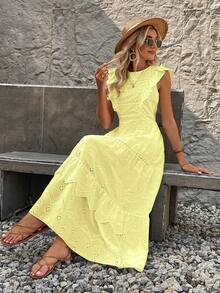 Long Dress In Princess Leise Maga With Lining - Màu vàng - Xem 4