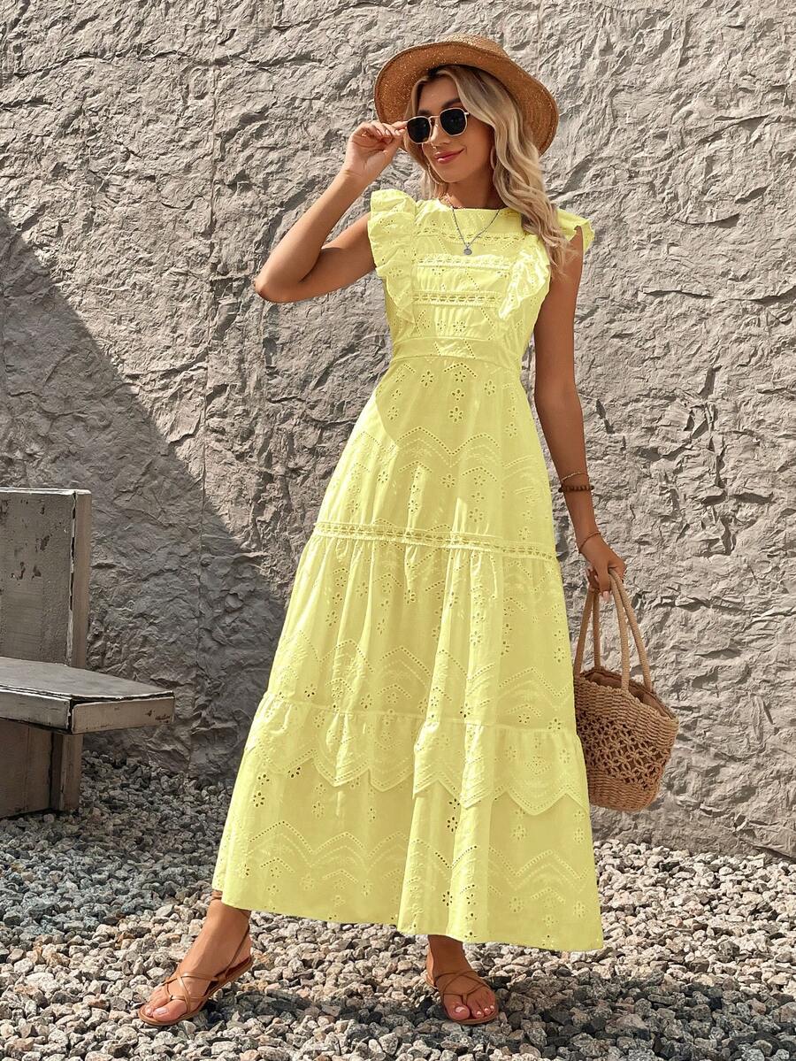 Long Dress In Princess Leise Maga With Lining - Màu vàng - Xem 1