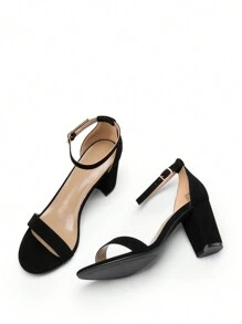 Women Classic Heeled Sandals With Adjustable Ankle Strap And Comfortable Chunky Heel For Halloween Party Wedding Prom Autumn Daily Wearing