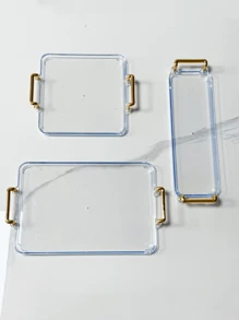 1 件现代双隔间设计托盘，带双手柄，厨房托盘 - 無色 - 查看 2