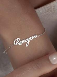 1PC Customized Stainless Steel Multi Font Name Silver Bracelet - Hand-Made Personalized Jewelry, Perfect Gift For Mother, Sisters And Best Friend On Mother's Day And Other Occasions, Personalized Christmas Gift