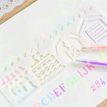 Pack Of 8 PP Letter Templates, Reusable Hollow Letter Wipe Sheets With Lace, Leaves, Cars, Weather, Animal Designs For DIY Journaling And Crafting - 2x7 Inch Painting Template Set Back To School,Back To School,School Supplies