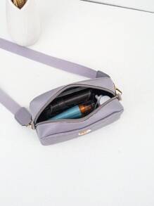 Women's Quilted Butterfly Decor PU Leather Small Square Crossbody Shoulder Bag, Fashion For Shopping And Casual Wear - Mauve Purple - View 5