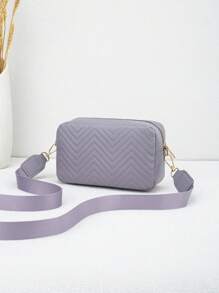 Women's Quilted Butterfly Decor PU Leather Small Square Crossbody Shoulder Bag, Fashion For Shopping And Casual Wear - Mauve Purple - View 4