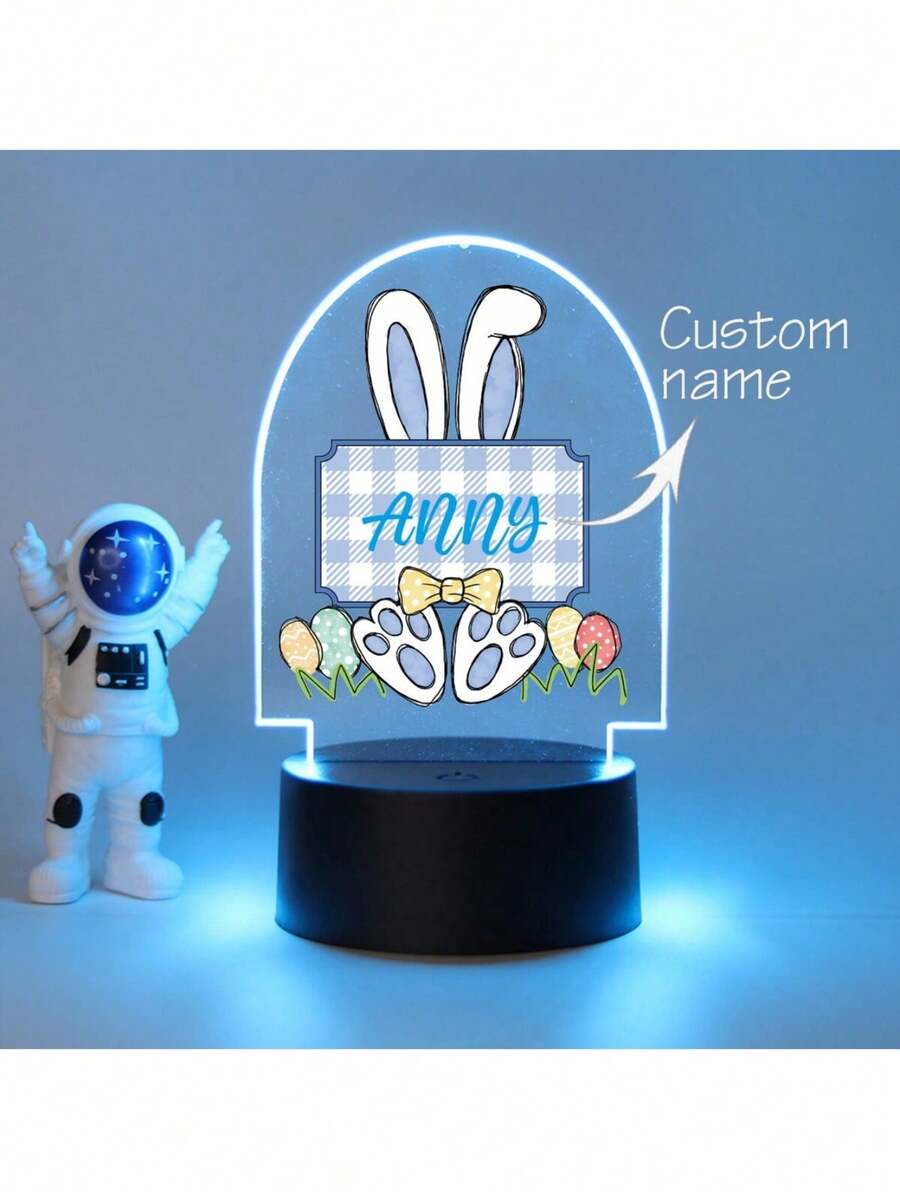 1pc, 定制个性化名字小夜灯, 定制可爱兔子小夜灯, 定制男朋友和女朋友礼物, 朋友礼物, 定制生日礼物, 定制卧室装饰, - 彩色 - 查看 1