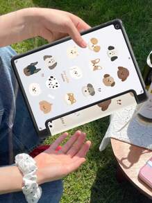 Ayotu Apple Dog 1 件可爱动物保护壳兼容 iPad 10.2 英寸 2021/2020/2019 iPad 第 9/8/7 代，兼容 iPad Pro 11 英寸 2024，带笔架，支持自动睡眠/唤醒盖，具有防摔功能 - 白色 - 查看 6