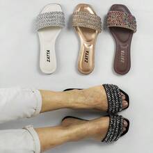 ZATTA Blackberry Rhinestone Strappy Flats - Đồng - Xem 6