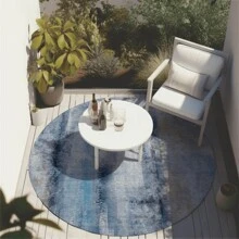 8' Round Blue Round Washable Non Skid Indoor Outdoor Area Rug