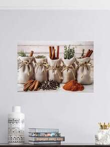 1 件厨房帆布墙面装饰画，香料和香草大型独特帆布画，大型厨房帆布墙面装饰画，厨房帆布墙面装饰画，厨房图片墙面装饰画，厨房墙面装饰画，可直接悬挂的木制画框，海报礼物生日毕业厨房装饰画 - 彩色 - 查看 5