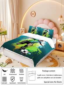 Bộ chăn ga gối in hình cầu thủ bóng đá đá bóng 4 món (1 vỏ chăn + 2 vỏ gối + 1 ga trải giường, không có ruột), bộ đồ giường có khóa kéo, có thể giặt bằng máy, mềm mại và thoáng khí, có 2 kích cỡ để đáp ứng các nhu cầu khác nhau, phù hợp với phòng trẻ em, phòng khách, phòng ngủ - JYZ-SJT0036 - Xem 6