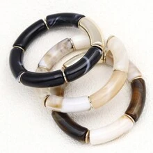 3pcs Boho Acrylic Bangle Bracelets For Women - Versatile & Comfortable, Suitable For Casual Wear Or As Gifts - Multicolor - View 3