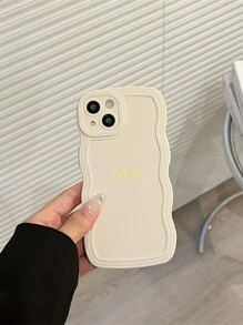 1pc Personalized Wavy Creative Phone Case, Customizable Letter Name Design, Minimalist Chic Couples Phone Case Soft Cover For IPhone 16 15 14 Pro Max 13 12 11 Plus, Suitable For Valentine's Day, Birthday, Holiday Gifts For Him/Her, Anniversary Wedding Gifts For Parents (TPU, Foil Stamping)
