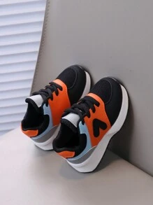1 paire de Baskets mode à lacets, antidérapantes, avec semelle souple, convenant aux garçons et aux filles, pour l'automne et toutes les saisons